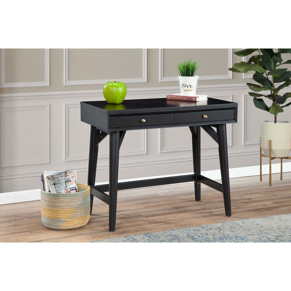 Alpine Furniture Flynn Wood 2 Drawer Desk in Black