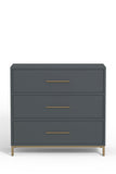 Alpine Furniture Madelyn Three Drawer Small Chest in Slate Gray