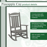 Hanover HVR100GY Weather Pineapple Cay Porch Rocker in Grey, Gray