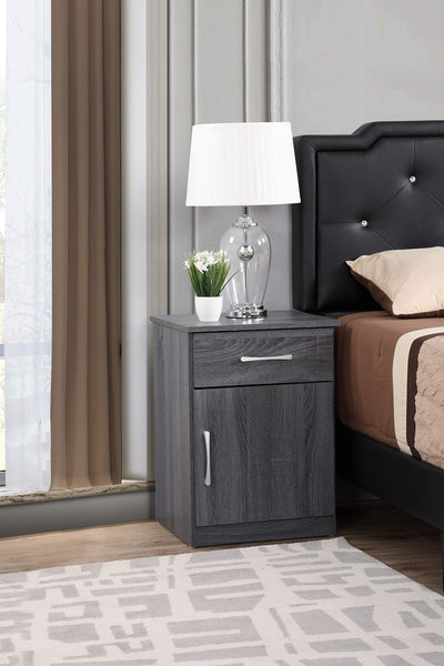 Glory Furniture Alston 1 Drawer Nightstand in Gray