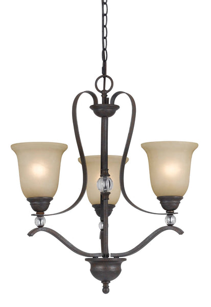 Cal Lighting FX-3530/3 Transitional Three Light Chandelier from Riverton Collection in Bronze/Dark Finish, 22.00 inches