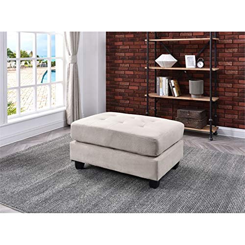 Glory Furniture Microsuede Tufted Ottoman Cream