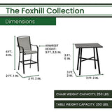 Hanover Foxhill 5-Piece Commercial-Grade Counter-Height Dining Set with 4 Sling Chairs and 42-in. Slat Table, Beige