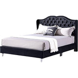 Glory Furniture Joy Velvet Upholstered Full Bed in Black