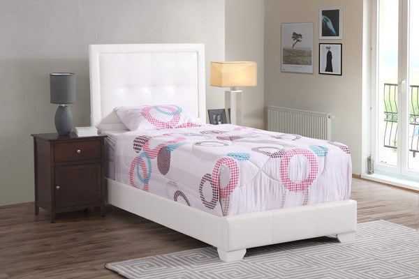 Glory Furniture Panello Faux Leather Upholstered Twin Bed in White