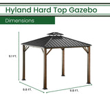 Hyland 9.8-Ft. x 9.8-Ft. Hard Top Outdoor Gazebo Canopy with Roof Vent