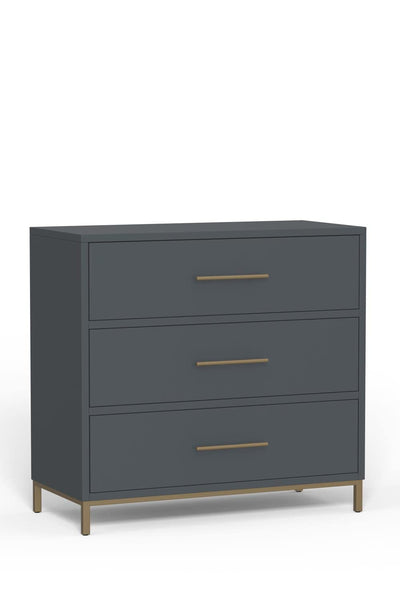 Alpine Furniture Madelyn Three Drawer Small Chest in Slate Gray
