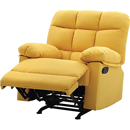 Glory Furniture Cindy Twill Fabric Rocker Recliner in Yellow