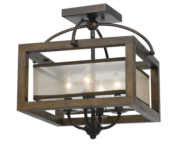 Cal Lighting FX-3536/1C Restoration Four Light Pendant from Semi Flush Collection in Bronze / Dark Finish, 16.00 inches