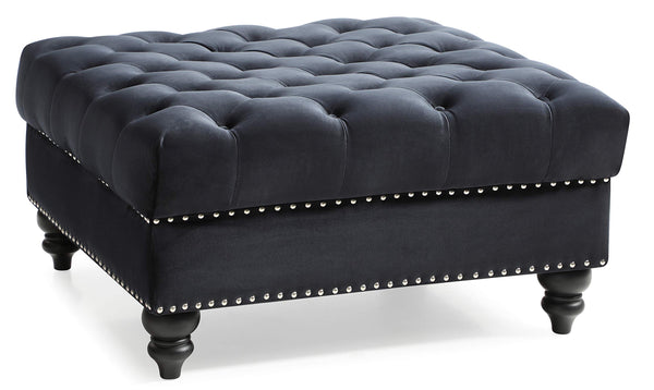 Glory Furniture Nola , Black Ottoman, 19"H X 35"W X 35"D,