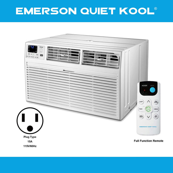 Emerson Quiet Kool EATC8RE1T 115V 8,000 BTU Air Conditioner with Remote Control-Quiet Wall Mounted A/C, EATC08RE1, 8000, White