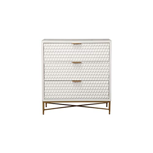 Origins by Alpine White Pearl Small Wood 3 Drawer Accent Chest in White