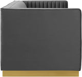 Modway Sanguine Vintage Glamour Channel Tufted Performance Velvet Upholstered Sofa in Gray