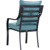 Hanover Lavallette 5-Piece Modern Outdoor Dining Set | 4 UV Protected Cushioned Chairs | 52'' Round Glass-Top Table | Weather Resistant Frame | Ocean Blue | LAVDN5PCRD-BLU