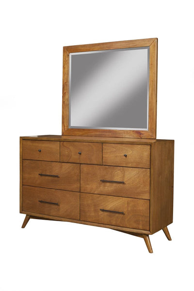 Alpine Furniture Flynn Mid Century Modern Mirror in Acorn Brown