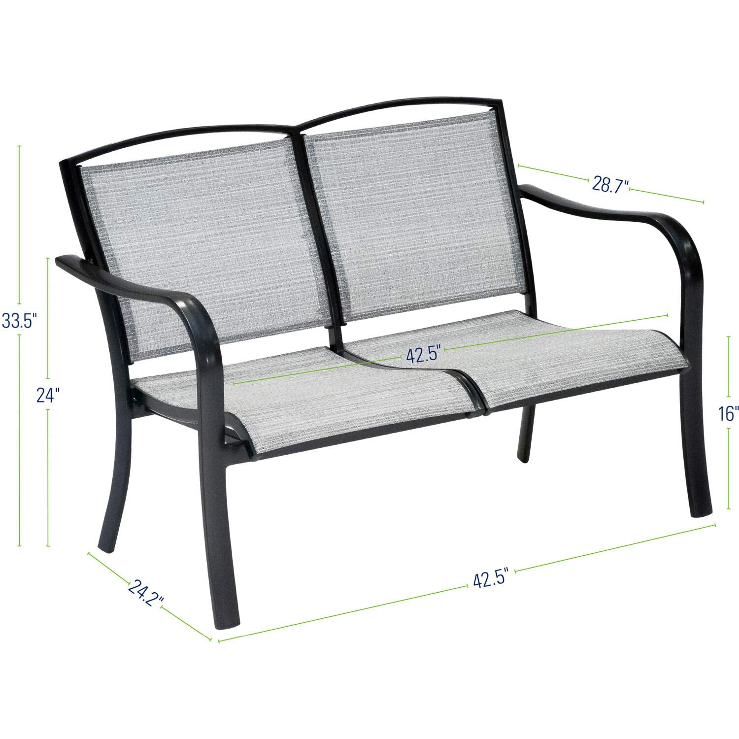 Hanover Foxhill All-Weather Grade Aluminum Loveseat with Sunbrella Fabric, FOXHLLVST-GMASH Commercial Outdoor Furniture, Gunmetal/Ash Sling Hanover Foxhill All-Weather Grade Aluminum Loveseat with Sunbrella Fabric, FOXHLLVST-GMASH Commercial Outdoor Furniture, Gunmetal/Ash Sling