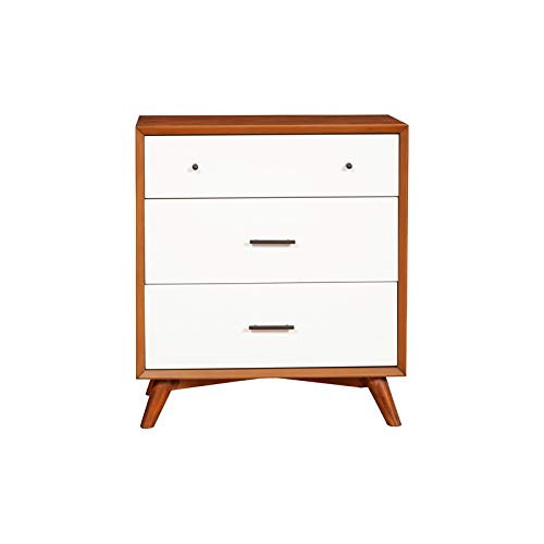 Alpine Furniture Flynn 3 Drawer Two Tone Wood Small Chest in Acorn (Brown)-White
