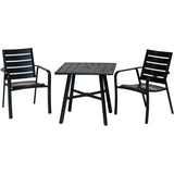Hanover Cortino 3-Piece Grade Bistro Set Commercial Outdoor Furniture, Gunmetal