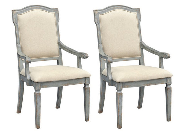 Set of 2 Upholstered Dining Arm Chairs