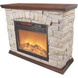 LifeSmart Large Square Infrared Faux Stone Fireplace, FP2043