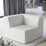Modway Mingle Vegan Leather Sectional Sofa Corner Chair, White 37 x 37 x 27