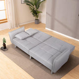 Yaheetech Sleeper Sofa Couch Bed Convertible Sofa Modern Futon Couches Sofas Bed Fold Up and Down Linen Fabric Recliner Couch for Living Room Gray
