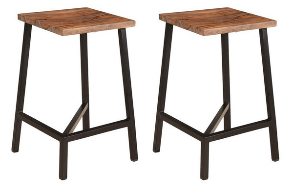 Set of 2 Hill Crest 24" Solid Wood and Iron Counter Height Barstools