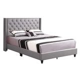 Glory Furniture Julie Faux Leather Upholstered Queen Bed in Light Gray