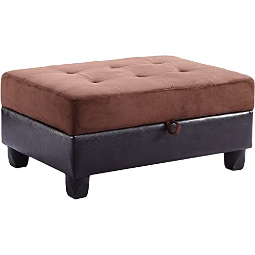 Glory Furniture Gallant Microsuede Ottoman in Chocolate