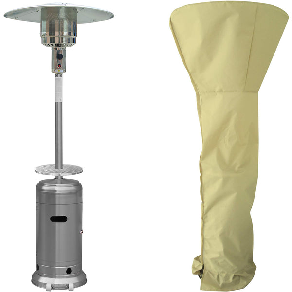 Hanover H003SS-CV 7-Ft. 48,000 BTU Steel Umbrella Propane Patio Heater, Stainless Steel