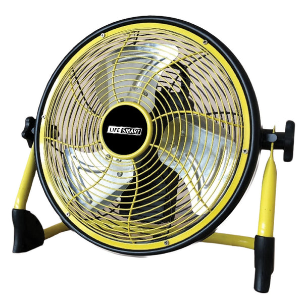 LifeSmart FGD-12C 12 Inch Rechargeable Battery Powdered Variable Speed Fan with Non Slip Feet, USB Charing Port, and Built in Carry Handle, Yellow