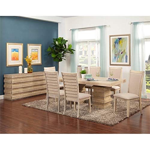 Alpine Furniture Chiclayo Set of 2 Slat Back Dining Side Chairs in Mocha (Brown)