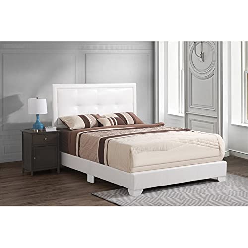 Glory Furniture Panello Faux Leather Upholstered Full Bed in White Glory Furniture Panello Faux Leather Upholstered Full Bed in White