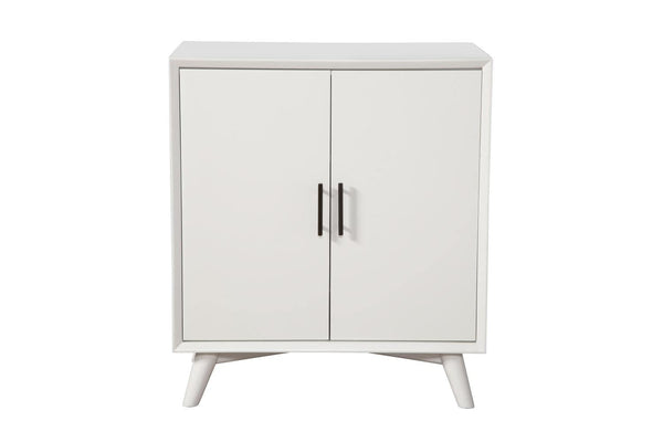 Alpine Furniture Flynn Small Wood Bar Cabinet in White