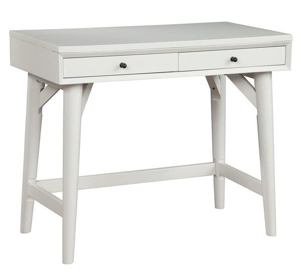 Alpine Furniture Flynn Wood 2 Drawer Desk in White