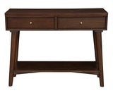 Alpine Furniture Flynn Wood Console Table with 2 Drawers in Walnut