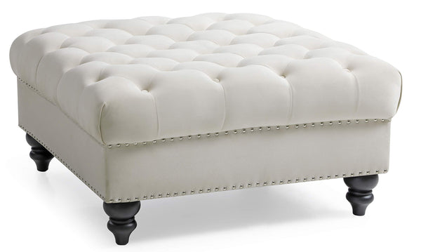 Glory Furniture Nola , Ivory Ottoman, 19"H X 35"W X 35"D,