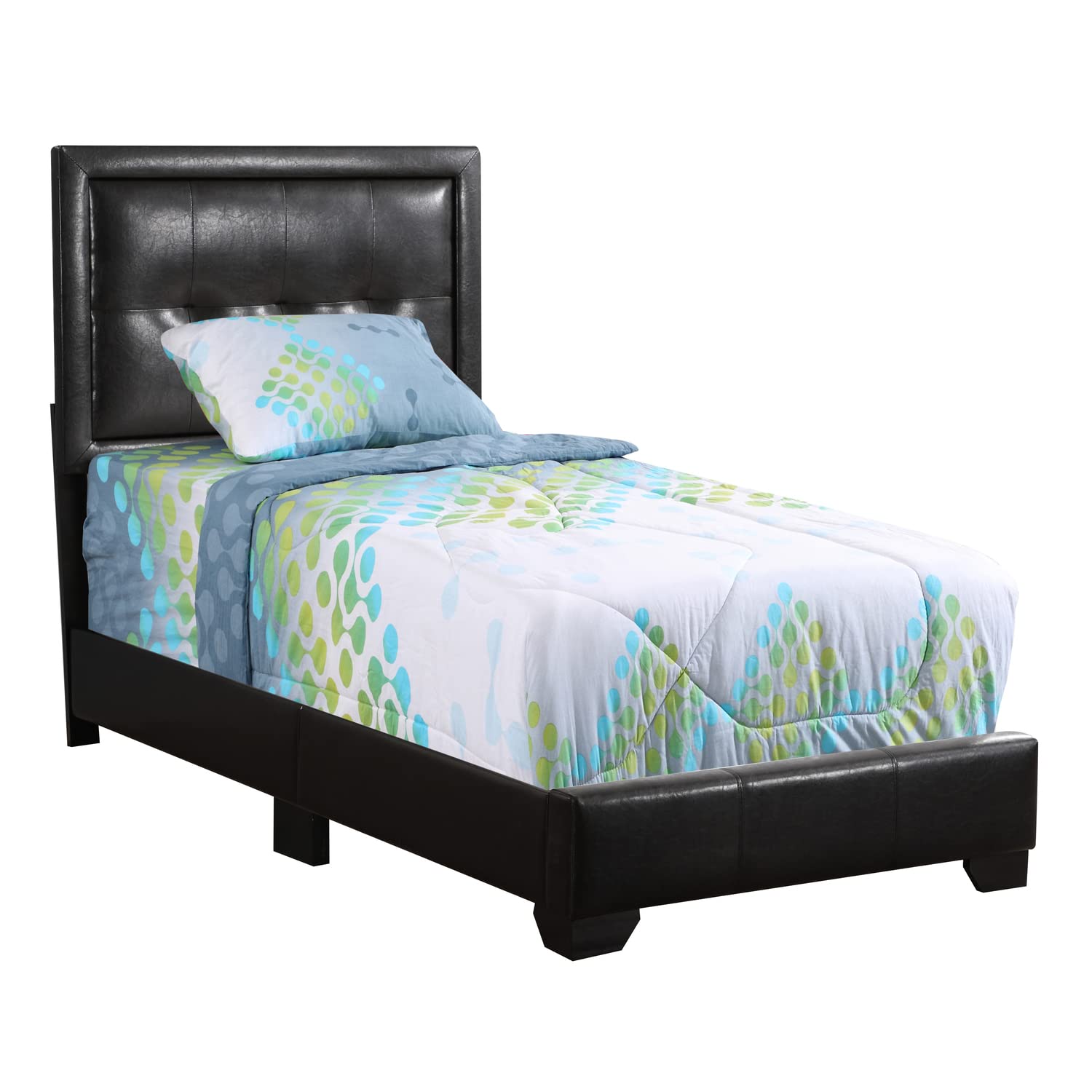 Glory Furniture Panello Faux Leather Upholstered Twin Bed in Black Glory Furniture Panello Faux Leather Upholstered Twin Bed in Black