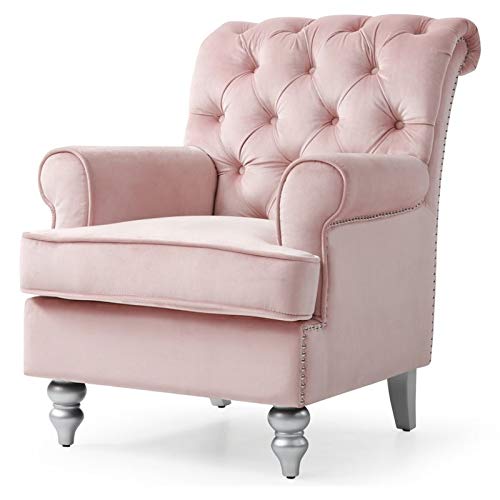 Glory Furniture Anna , Black Accent Arm Chair, 37"H X 32"W X 35"D, Pink