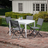 Hanover White Del Mar 38" Square Outdoor Aluminum Slat Dining Table, Weather-DELDNSQTBL-WHT