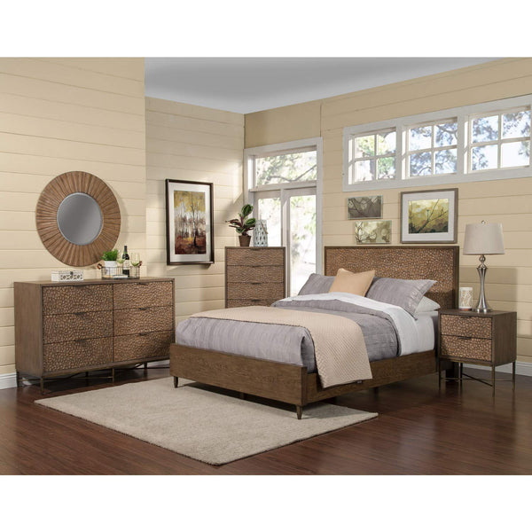 Alpine Furniture Brown Pearl Wood Mirror in Brown Bronze