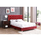 Glory Furniture Julie Velvet Upholstered Full Bed in Cherry