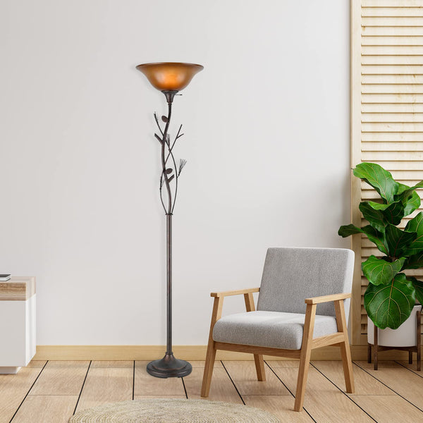 Cal Lighting BO-961TR Leaf, Flower, Fruit One Torchiere Lighting Accessories, Brown, 29.3x22.5x9.8