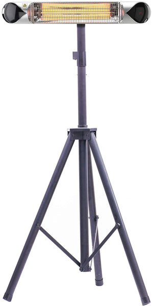 Hanover 35.4'' Portable Electric Carbon Infrared Heat Lamp with Remote Control and Tripod Stand | Powerful Heating for Outdoor Areas up to 131 Sq. Ft. | Ideal for Porch, Garage, Workshop | Silver