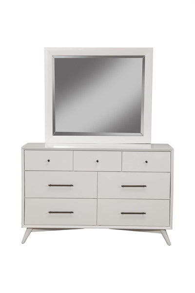Alpine Furniture Flynn Mid Century Modern Mirror in White