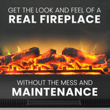 Cambridge Indoor Electric Fireplace Insert with Faux Charred Log Display with Remote Control | Heating for Living Room, Dining Room up to 210 Sq.Ft. (23'' x 17.1'' x 5''), Black (CAMINS2318-2LOG)