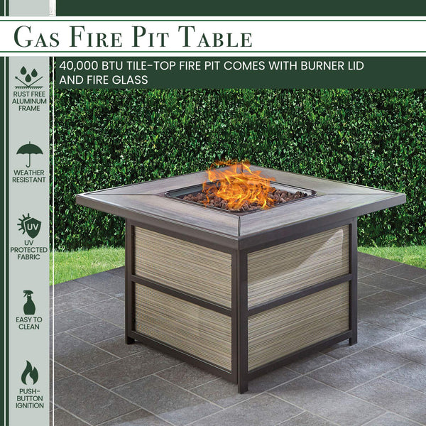 Hanover Chateau 40,000 BTU Gas Fire Pit Coffee Table, CHATEAUFP-SQ