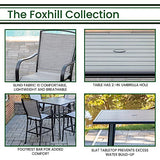 Hanover Foxhill 5-Piece Commercial-Grade Counter-Height Dining Set with 4 Sling Chairs and 42-in. Slat Table, Beige