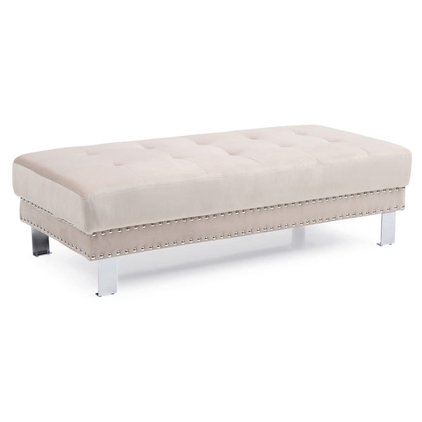 Glory Furniture Derek Velvet Ottoman in Beige