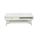 Alpine Furniture Flynn Wood 1 Drawer Coffee Table in White